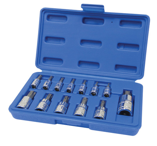 Capri Tools Torx Security Bits Socket Set, S2 Bits, T8H-T60H, 13-Piece