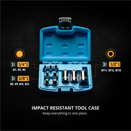 Capri Tools Stubby XZN Triple Square Bit Socket Set, 10-Piece