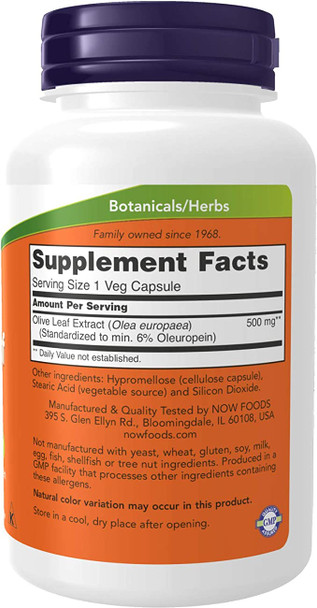 NOW Supplements, Olive Leaf Extract 500 mg, Free Radical Scavenger
