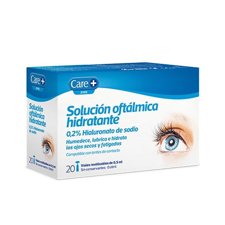 Care+ solución oftálmica hidratante 0.2% hialuro 0.5 mL 20 viales