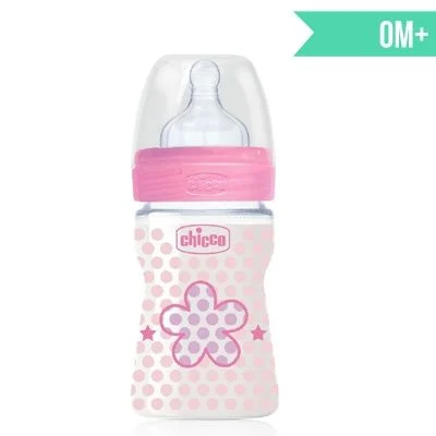 CHICCO WELL-BEING BIBERON SILICONA +0M FLUJO LENTO 150ML ROSA