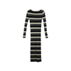 Demylee Black and White Striped Rib Knit Dress-Back