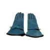 Blumarine Teal and Brown Suede Bow Detail Gloves-Front