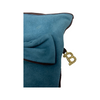 Blumarine Teal and Brown Suede Bow Detail Gloves-Detail