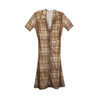 Vintage Frida Fashions Brown and Beige Plaid Dress-Front