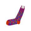 New & Lingwood Fuchsia and Multicolor Squares Long Socks-Back