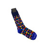 New & Lingwood Navy and Multicolor Squares Long Socks-Thumbnail