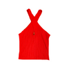 Intermix Red Drees Cross Neck Rib Knit Top-Thumbnail