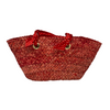 Alex Mill Polka Dot Handle Straw Basket Bag-Red front
