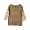 Lilla P Striped Contrast Sleeve Sweater-Beige front