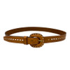 Contrast Center Stitched Leather Belt-Front