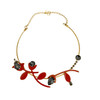 Marni Coral Enamel and Gray Diamante Collar Necklace-thumbnail