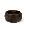 PONO Carved Wood Pattern Bangle- Dark Wood Front