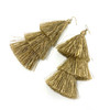 Deepa Gurnani Four Tier Monochrome Tassel Earrings- Gold Angle