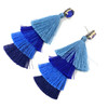Deepa Gurnani Four Tier Monochrome Tassel Earrings- Blue Angle