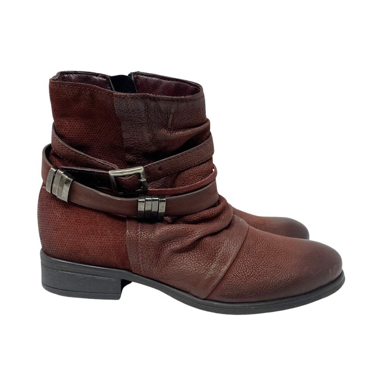 Miz Mooz Side Buckle Leather Ankle Boots