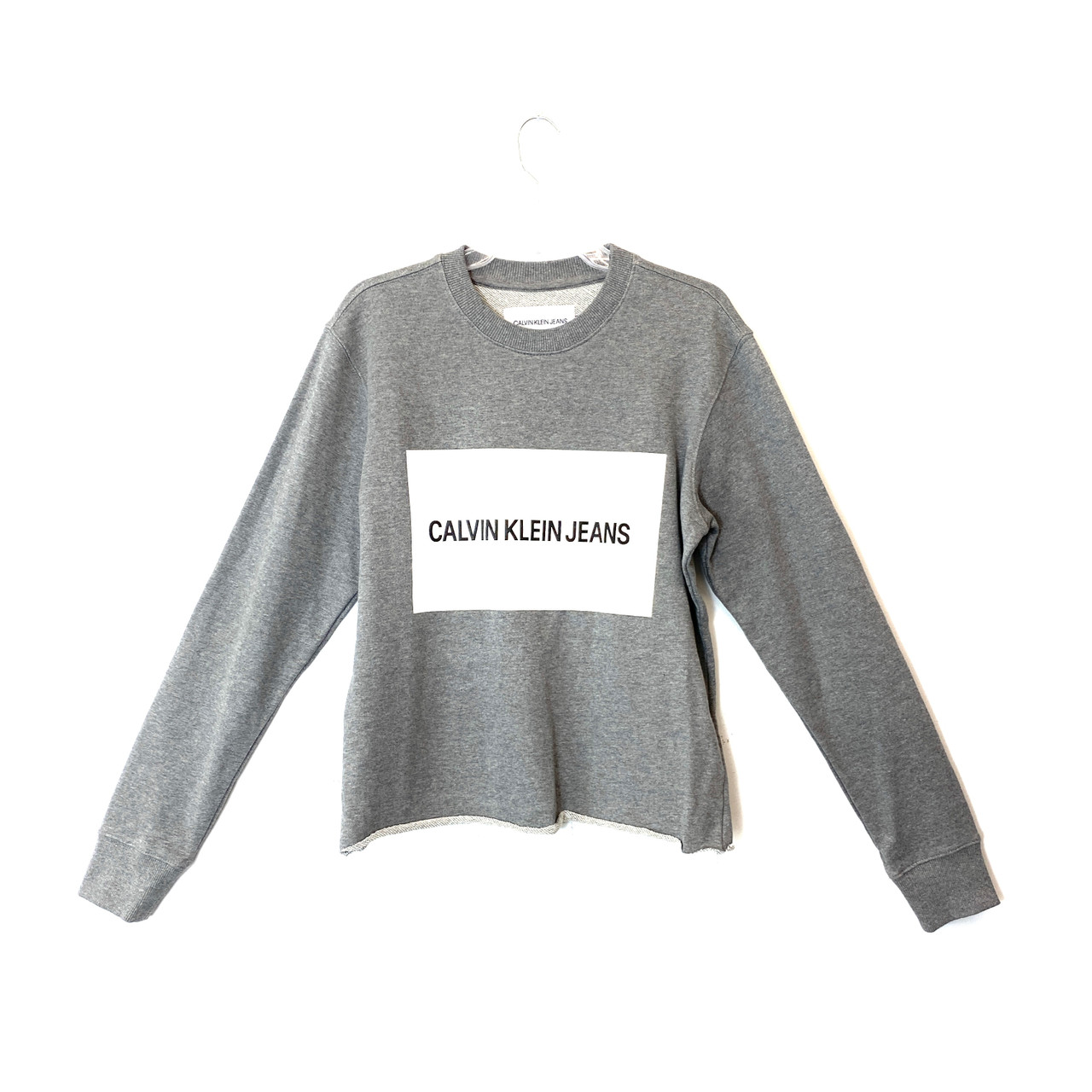 NWT Men's Calvin Klein Jeans Long Sleeve Tshirt Logo Gray CK Top S M L XL