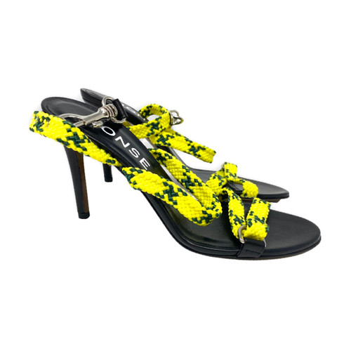 Monse Yellow and Green Rope and Hardware Heels-Thumbnail