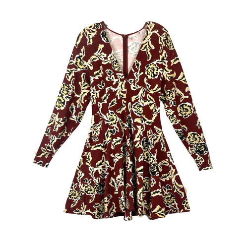 Tanya Taylor Brown and Beige Floral Jersey Dress-Thumbnail