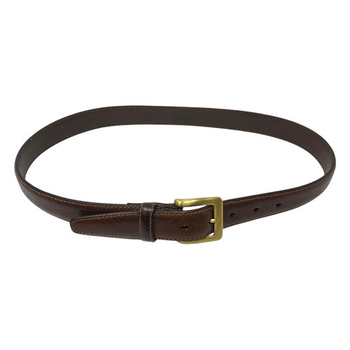 Brass Buckle Brown Leather Belt-Thumbnail