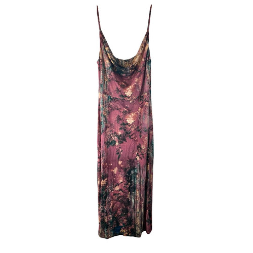 Peruvian Connection Faded Floral Cowl Neck Printed Jersey Dress-Thumbnail