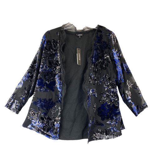 Veeca Open Front Floral Velvet Cardigan-Thumbnail