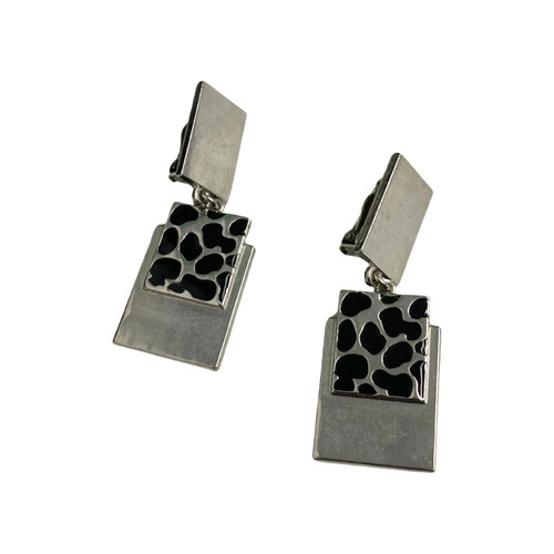 Geometric Cow Print Clip On Earrings-Thumbnail