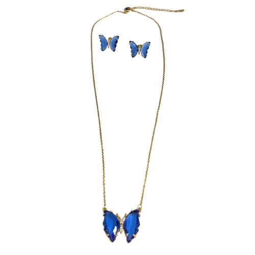 Butterfly Pendant Necklace and Earring Set-Thumbnail