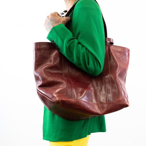 Duckie Brown Oversized Red Leather Tote Bag-thumbnail