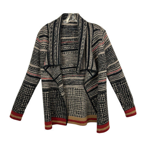 Peruvian Connection Patterned Open Front Cardigan-front