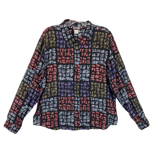Vintage Quo Silk Patterned Button Up Shirt-Thumbnail