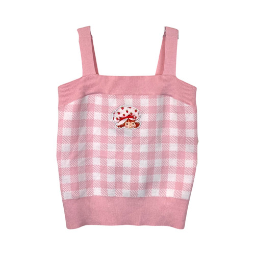 Strawberry Shortcake Gingham Knit Tank Top-Thumbnail