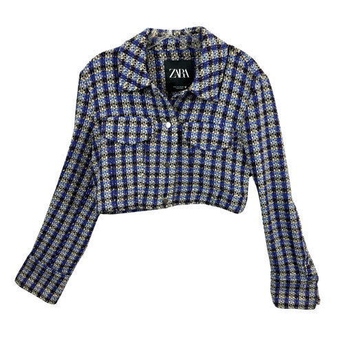 Zara Cropped Tweed Snap Button Jacket-Thumbnail