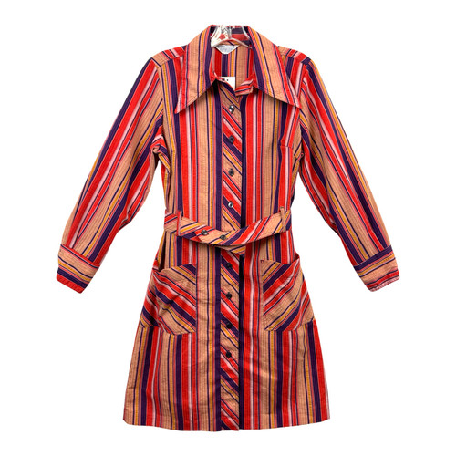 Vintage 70's Permanent Press Striped Shirt Dress-Thumbnail