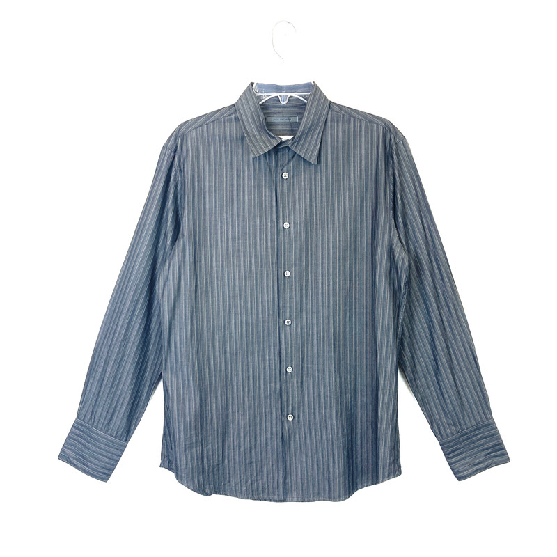 John Varvatos Gray Striped Dress Shirt-Thumbnail