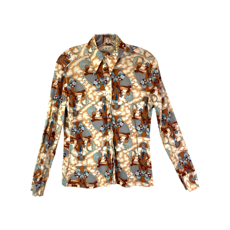 Vintage Art Print Polyester Blouse-Thumbnail