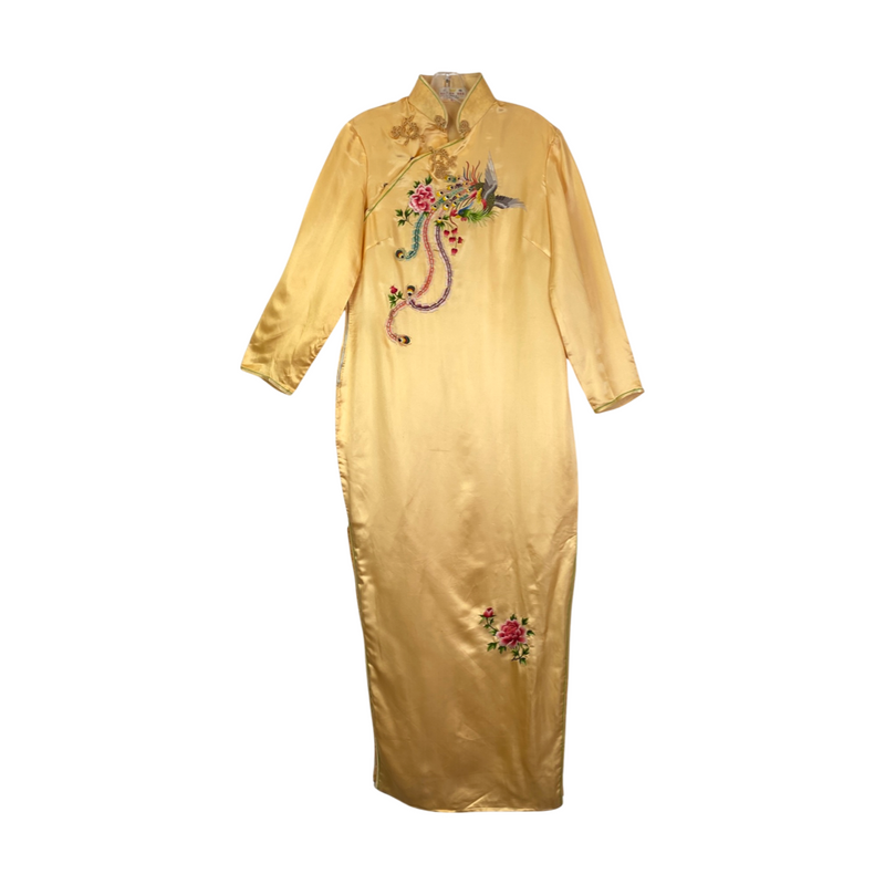 Vintage Golden Bee Embroidered Cheongsam Dress-Thumbnail