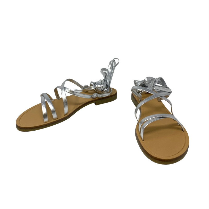 & Stories Silver Lace Up Sandals