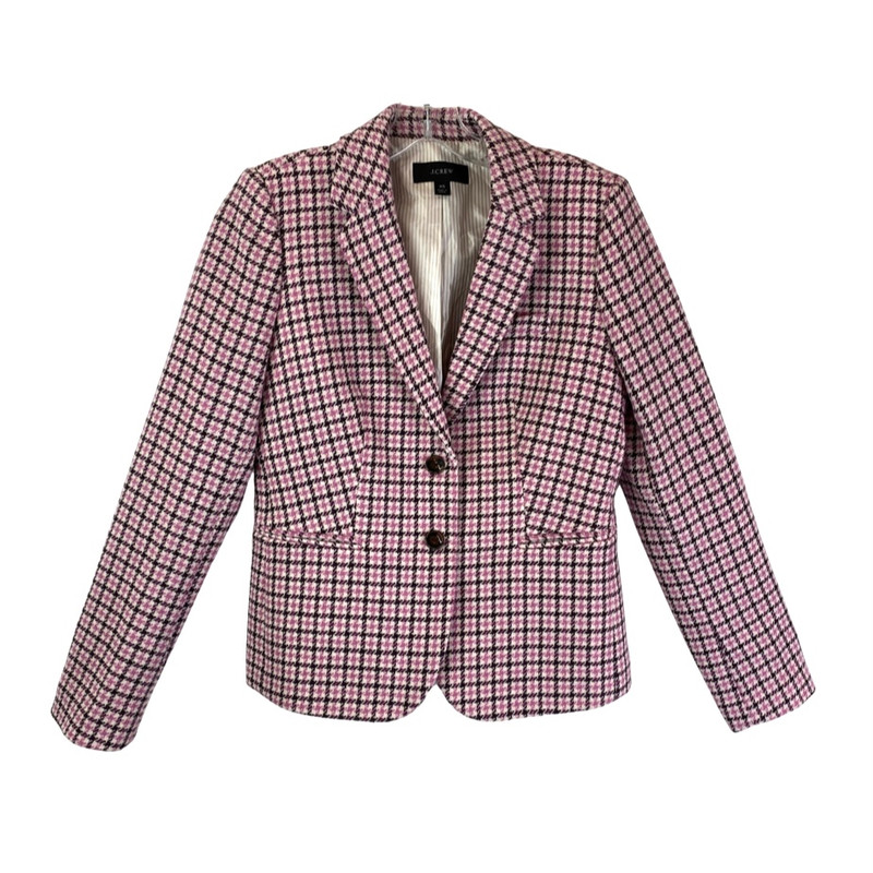 J. Crew Pink Plaid Fitted Blazer-Thumbnail