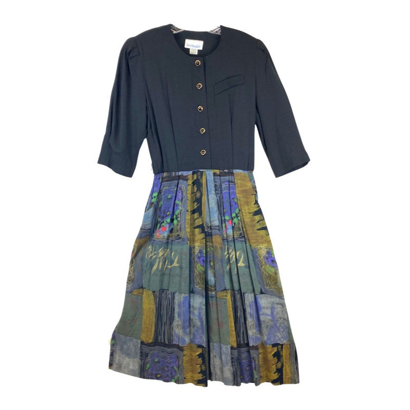 Vintage Periwinkle Pleat Midi Dress-Thumbnail