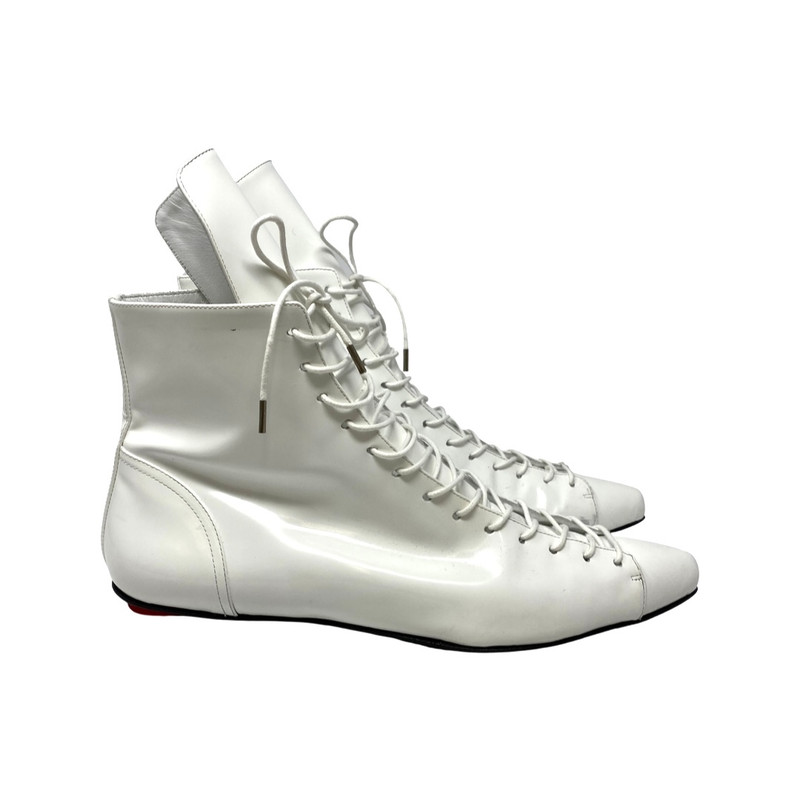 Adam Selman White Lace Up Boots-Thumbnail
