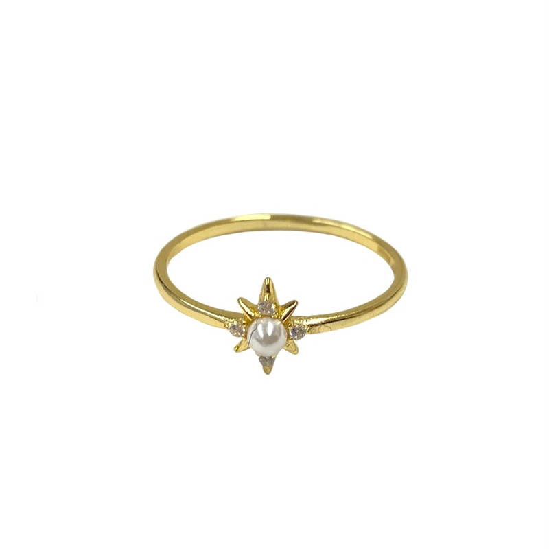 Shashi Celestina Pavé & Swarovski Pearl Starburst Ring-Thumbnail