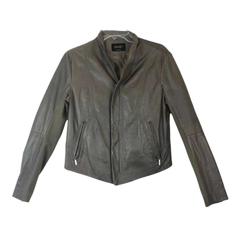 Laundry by Shelli Segal Zip Up Leather Jacket-Thumbnail