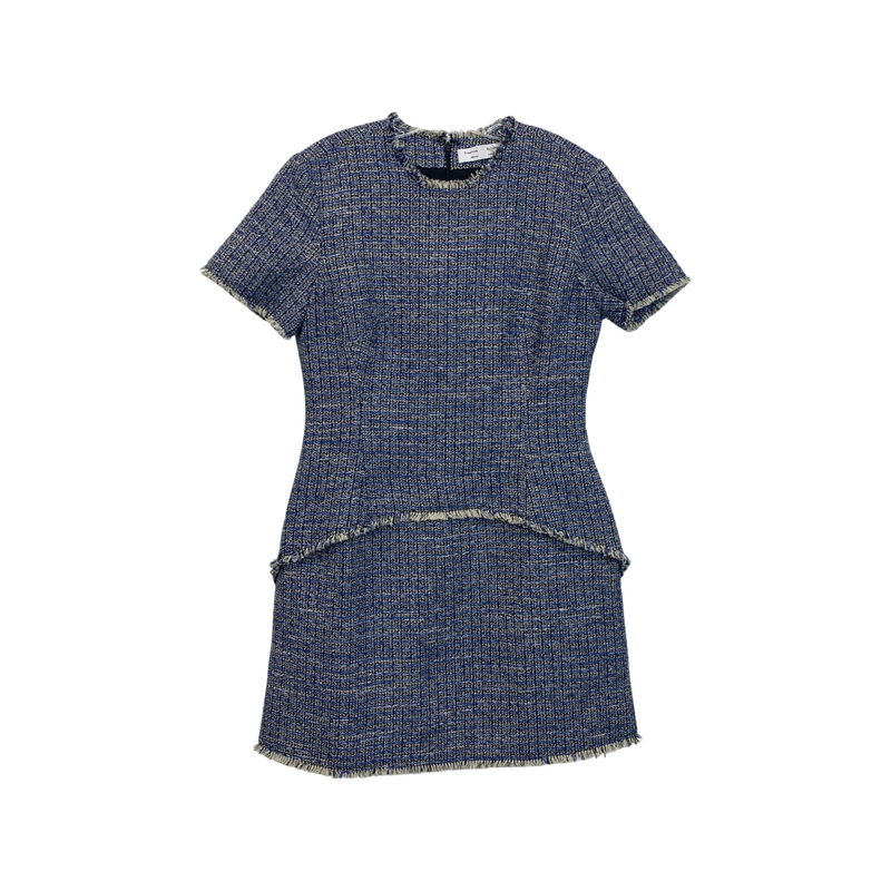 Proenza Schouler White Label Blue Tweed Mini Dress-Thumbnail
