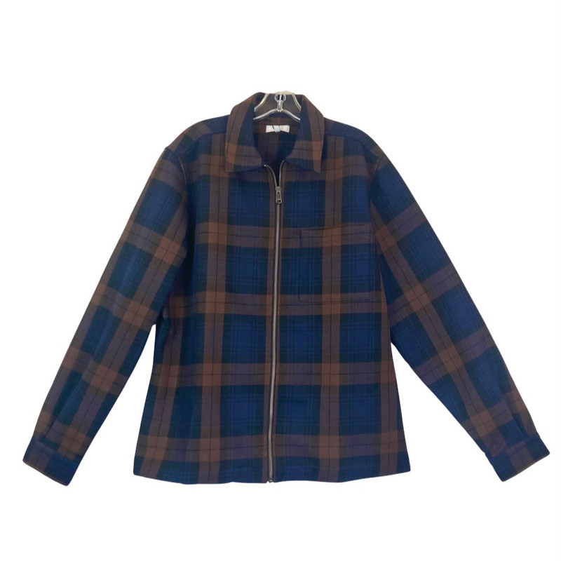 Reiss Wool Blend Plaid Zip Overshirt-Thumbnail