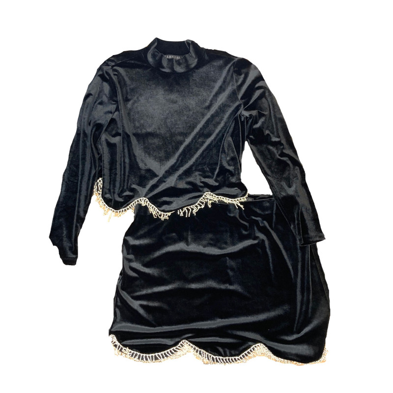 Eloquii Embellished Velvet Top and Skirt Set-Thumbnail