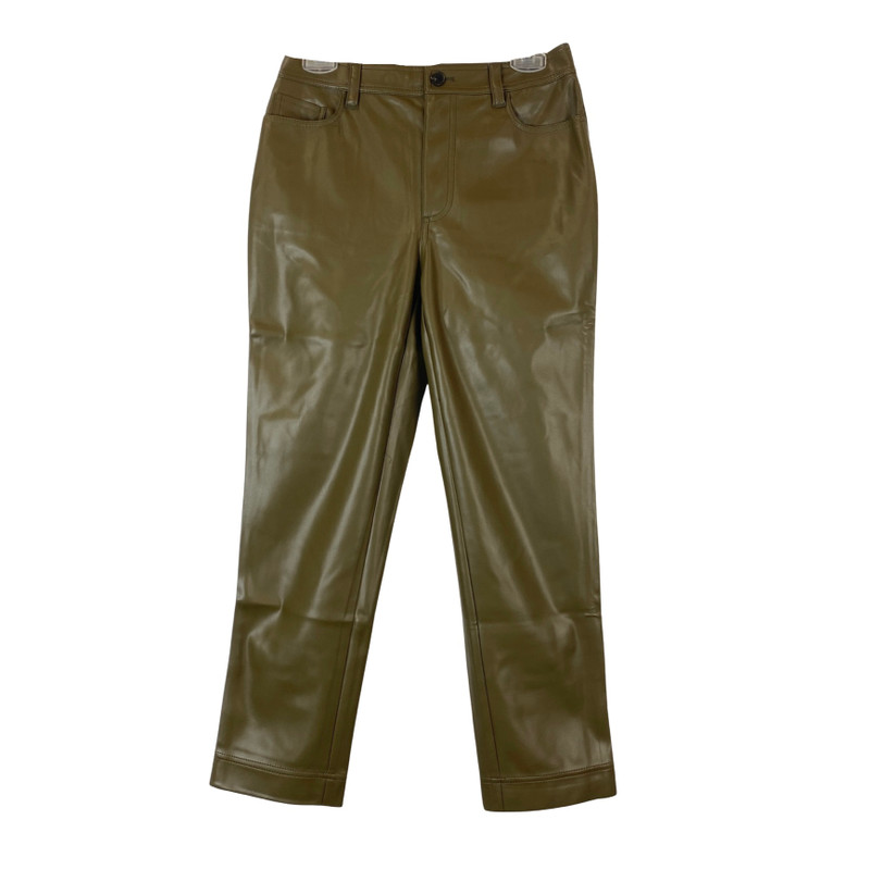Something Navy Faux Leather Straight Leg Pants-green front
