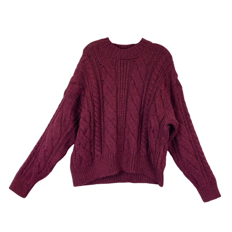 Something Navy Oversized Cable Knit Sweater-red front