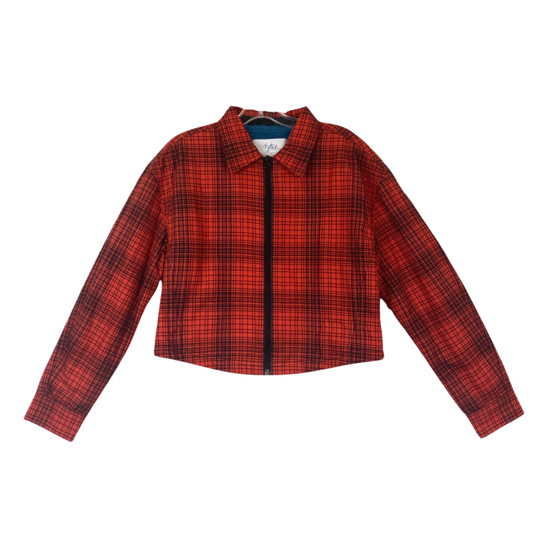 Aztech Mountain Cropped Plaid Shacket-front