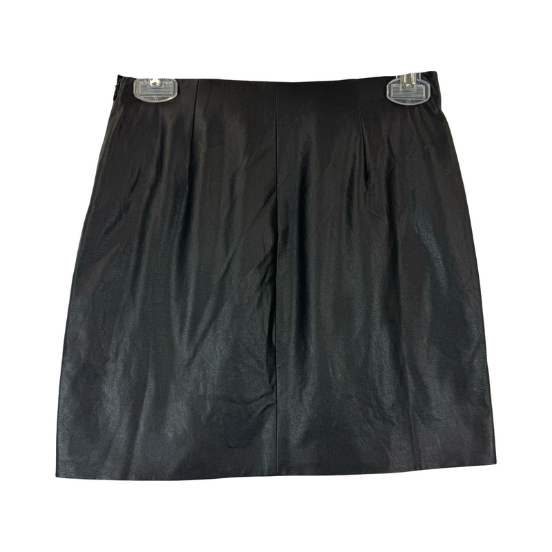 Something Navy Black Faux Leather Mini Skirt-Thumbnail